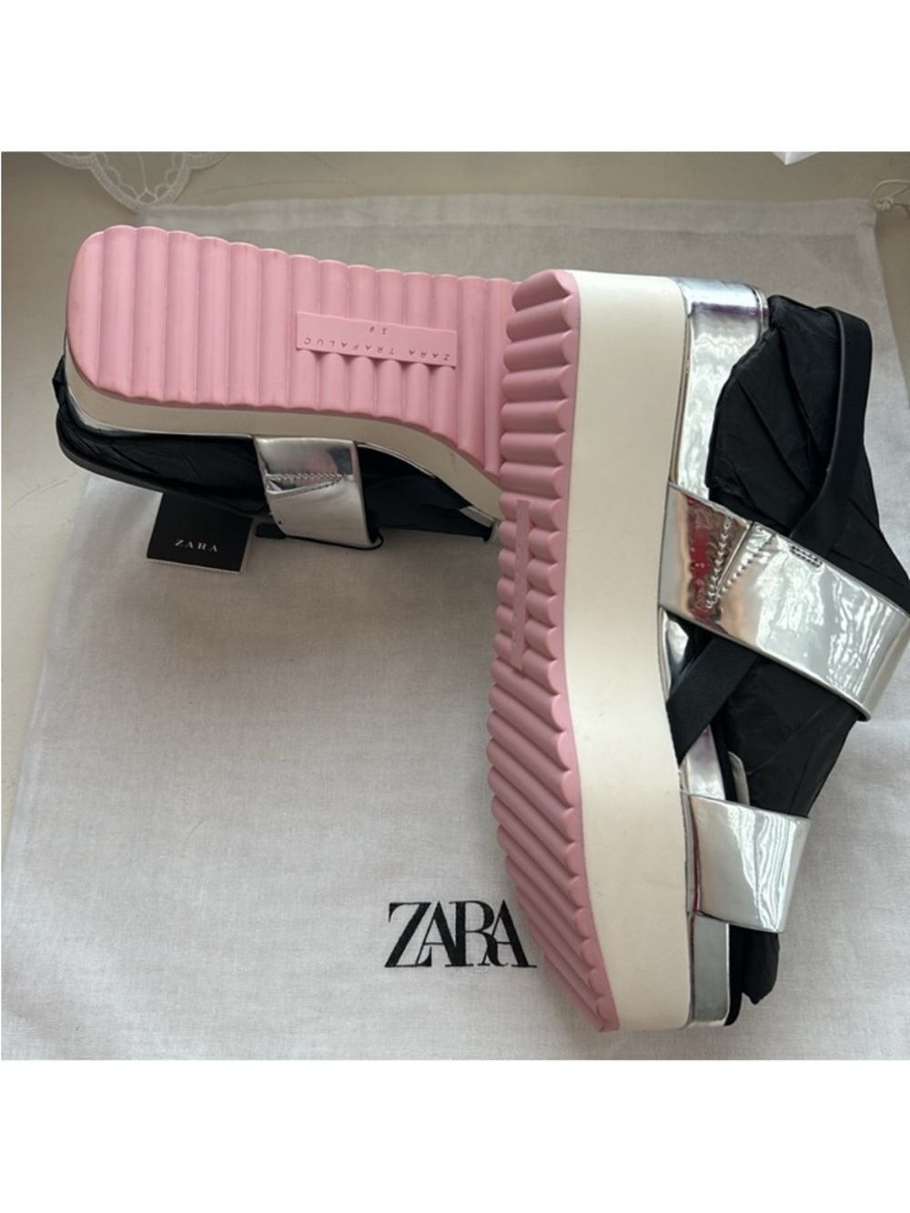 Zara Metallic Platform Sandals - Picture 6 of 7